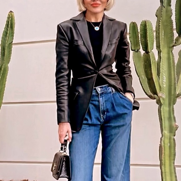 Yves Saint Laurent Rive Gauche Leather Blazer 36/4 - Picture 2 of 14